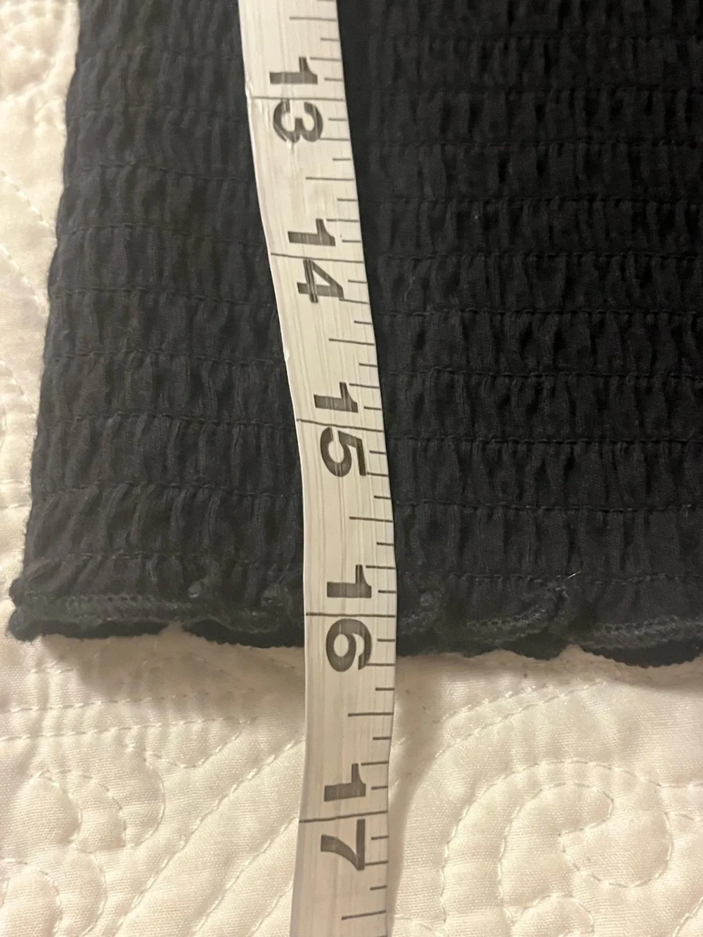 Hollister Black Long-Sleeve Smocked Square Neck Crop Top, Large